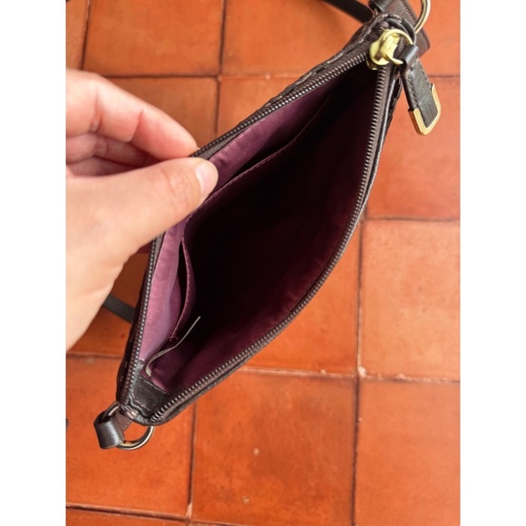 Coach Madison Op Art Needlepoint Crossbody Bag In Dark Brown GUC - Picture 5 of 7